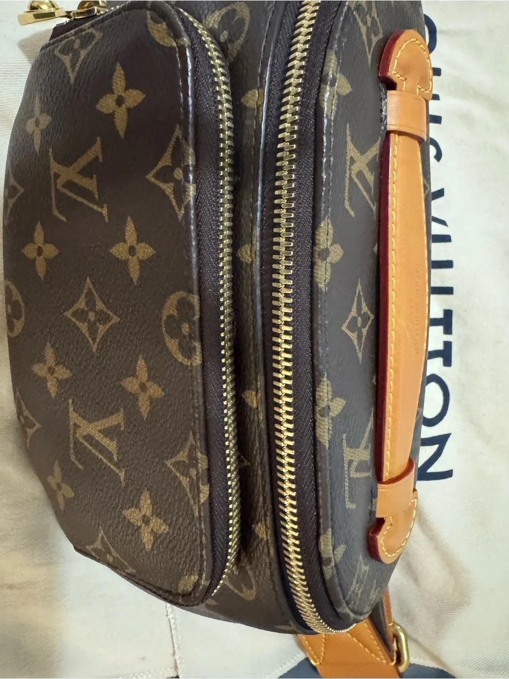Louis Vuitton Monogram Canvas Belt Bag with Tan Trim